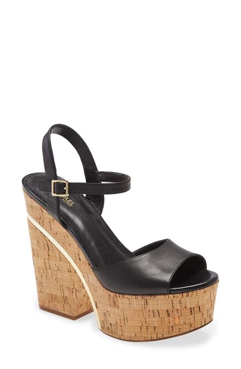 michael kors lana wedge|Lana Logo and Leather Wedge Sandal .